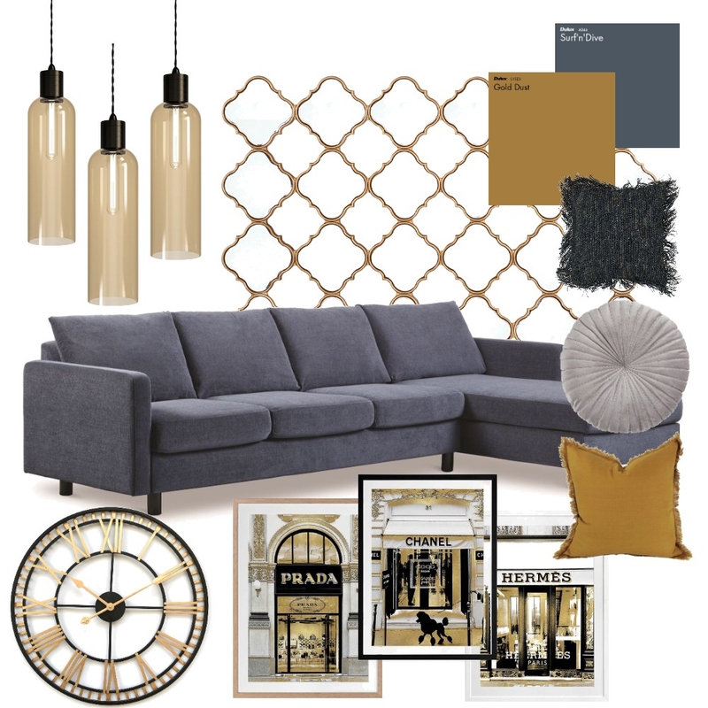 Gold and Grey Living Room Mood Board by Elaina on Style Sourcebook