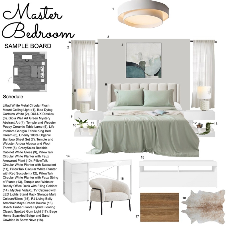 Master Bedroom Sample Board Mood Board by sgeneve on Style Sourcebook