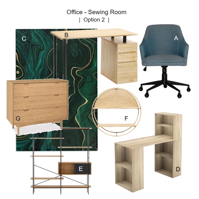 Office Sewing Room Option 2 Mood Board by J|A Designs on Style Sourcebook