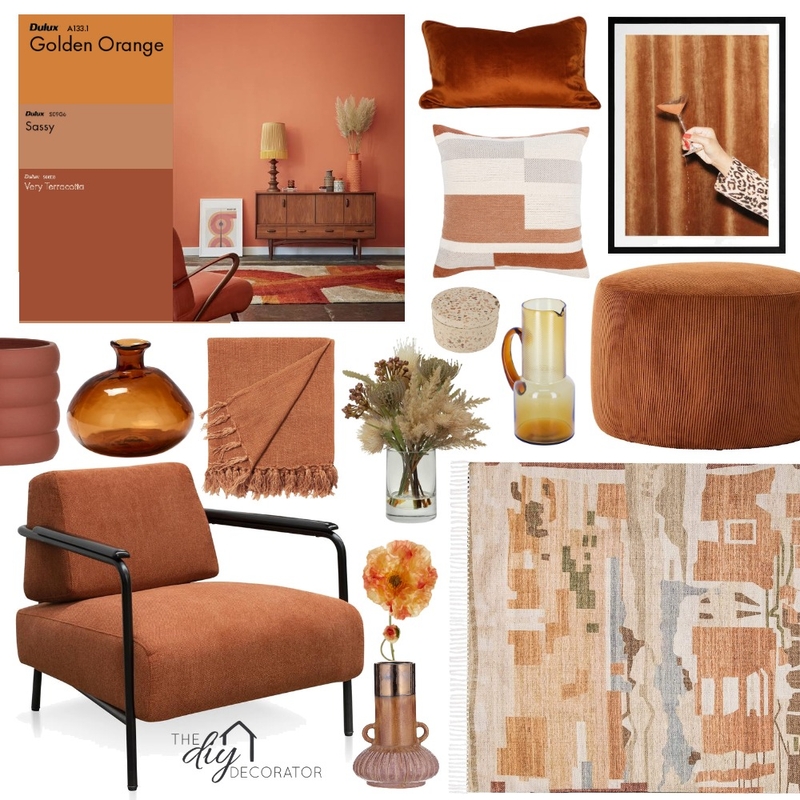 Orange edit Mood Board by Thediydecorator on Style Sourcebook