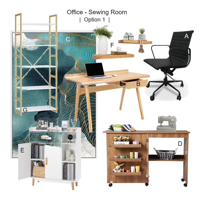 Office Sewing Room Option 1 Mood Board by J|A Designs on Style Sourcebook