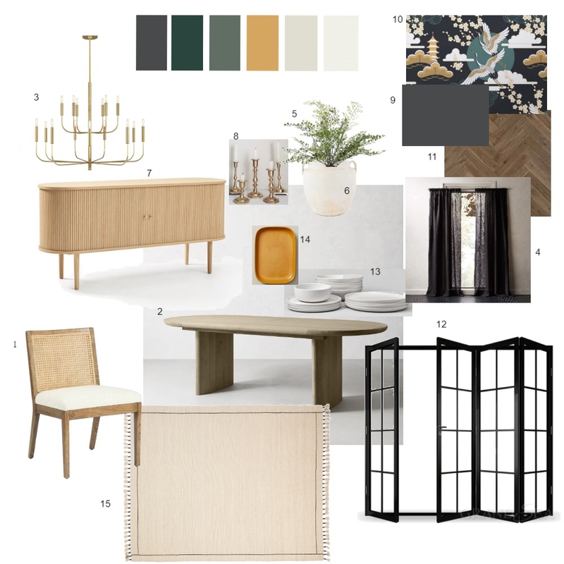Module 9 Sample Board Dining Mood Board by alexnihmey on Style Sourcebook