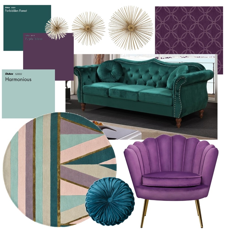 Purple Green Living Room Mood Board by Elaina on Style Sourcebook