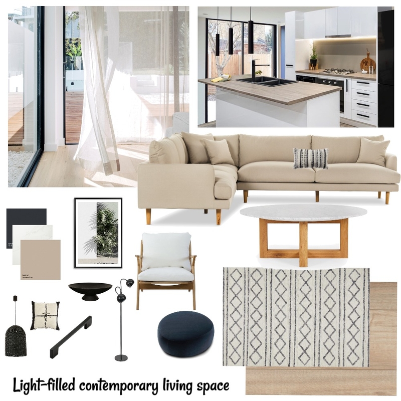 Light-filled contemporary open concept living area Mood Board by channabramson on Style Sourcebook