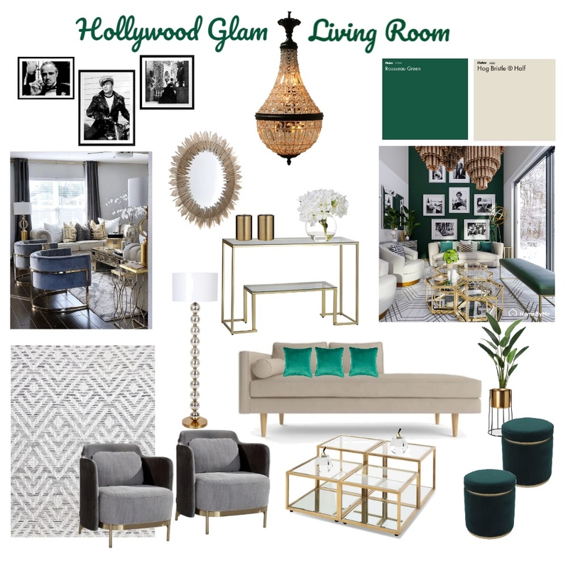 Hollywood Glam Living Room Mood Board by Boitumelo Montsho on Style Sourcebook