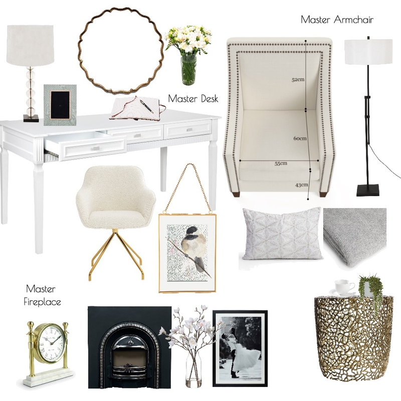 Silvester - Master Fireplace & Armchair Mood Board by Melp on Style Sourcebook