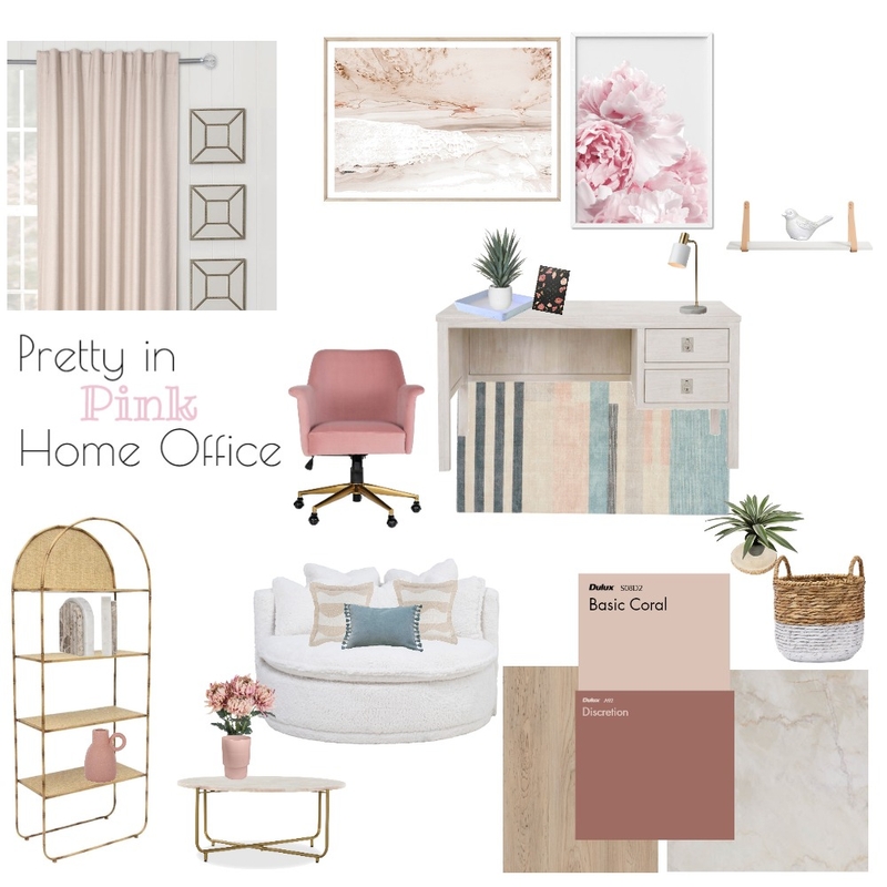 Pretty Pink Office Mood Board by Morganizing Co. on Style Sourcebook
