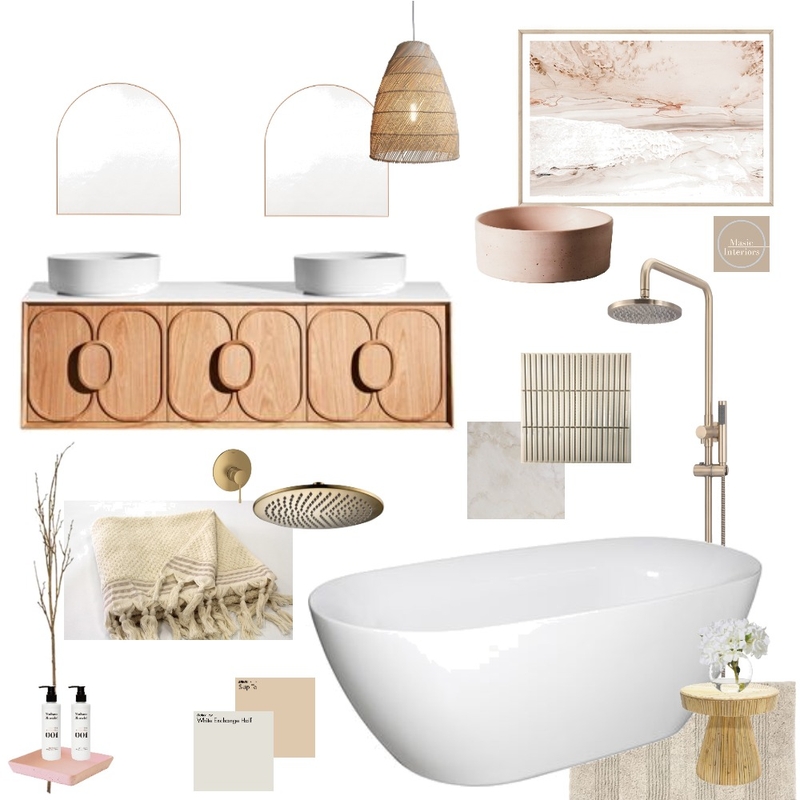 Warm Modern Bathroom Mood Board by Masie Interiors on Style Sourcebook