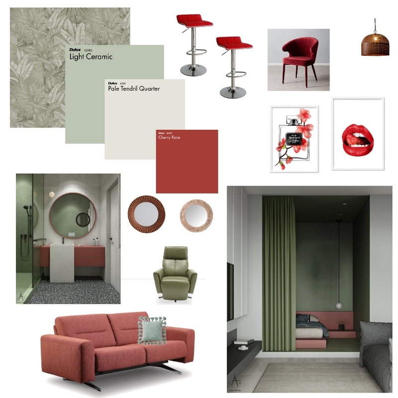 greens and reds - complementary color schemes Mood Board by isabell giardini on Style Sourcebook