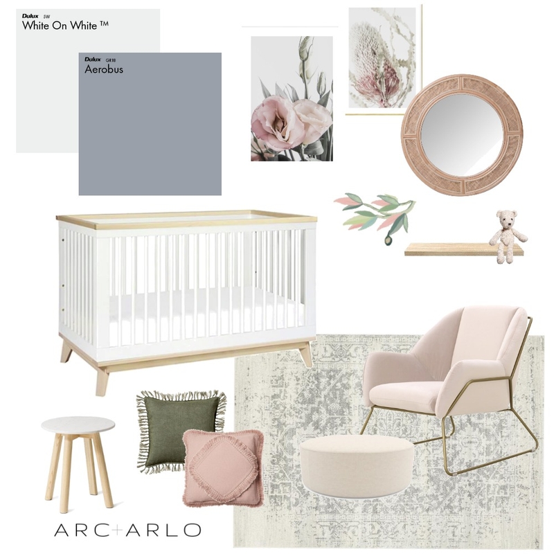 Audrey's Nursery Mood Board by Arc and Arlo on Style Sourcebook