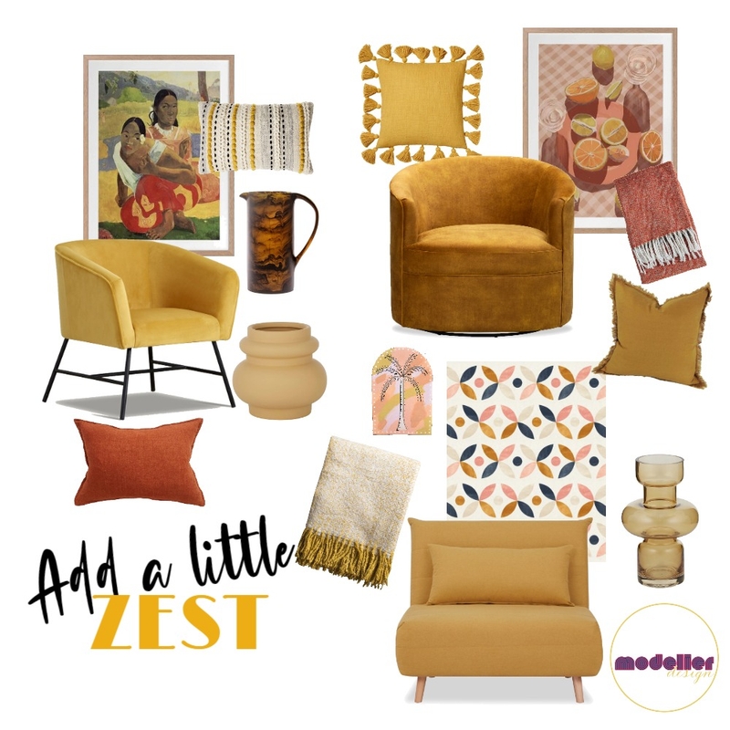 A Little Zest Mood Board by Singular Style Design on Style Sourcebook