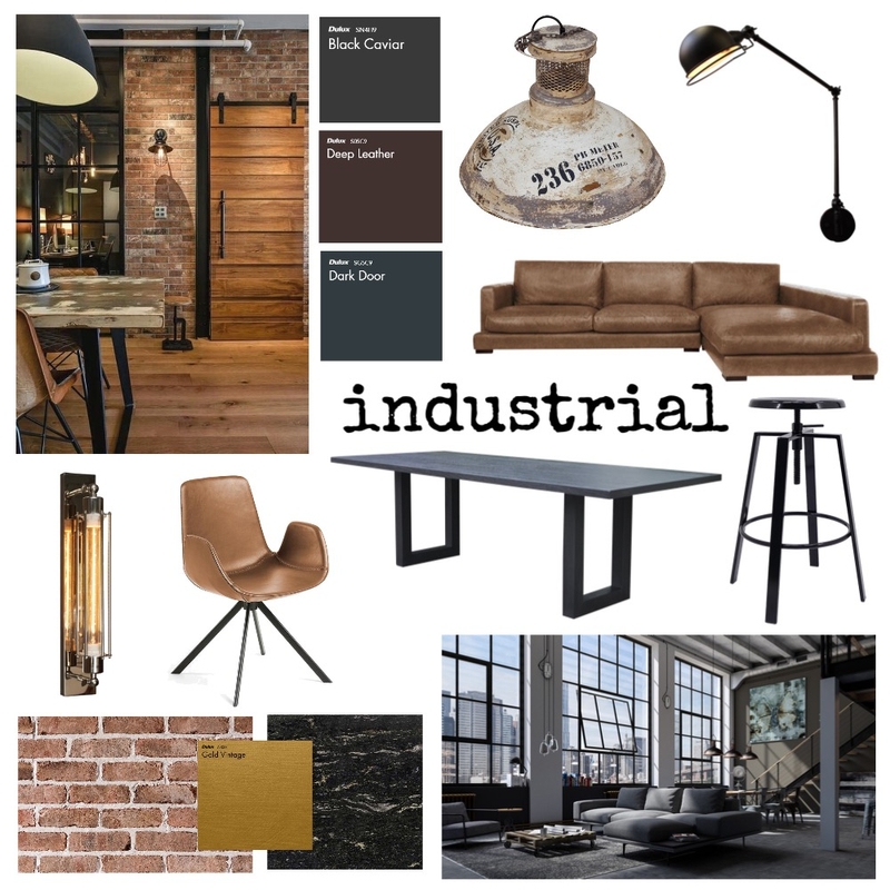 Industrial Mood Board by ChateaurouxDesigns on Style Sourcebook