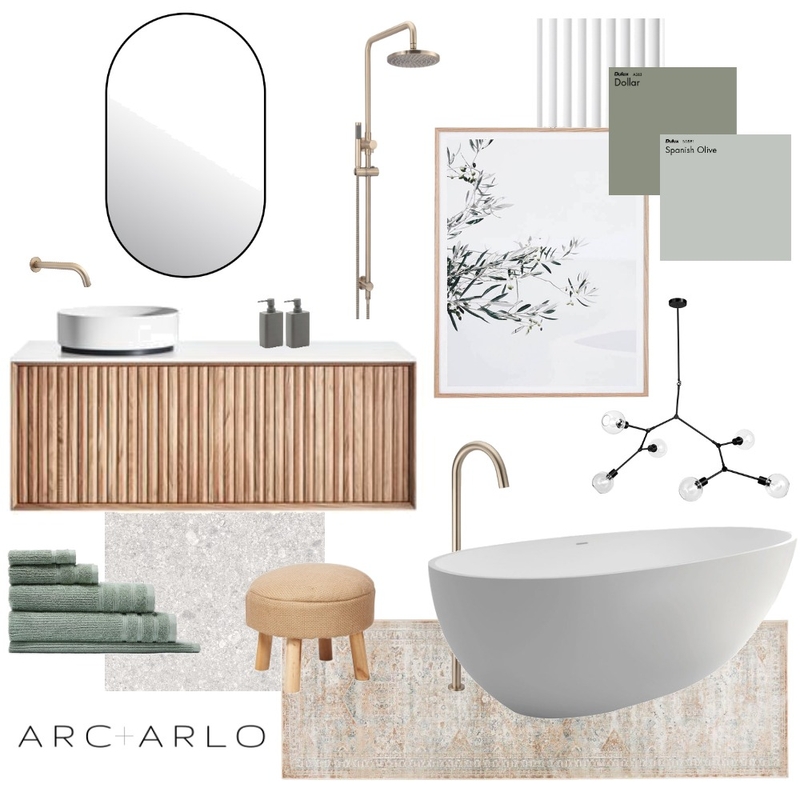 Olive&Mustard Bathroom Mood Board by Arc and Arlo on Style Sourcebook