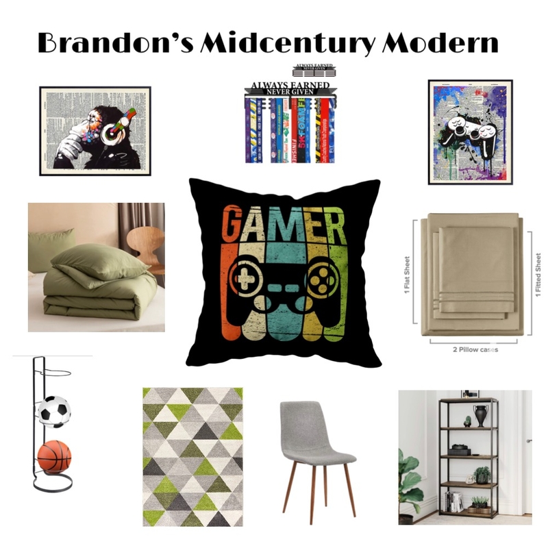 Brandon’s Midcentury Modern Mood Board by Mary Helen Uplifting Designs on Style Sourcebook