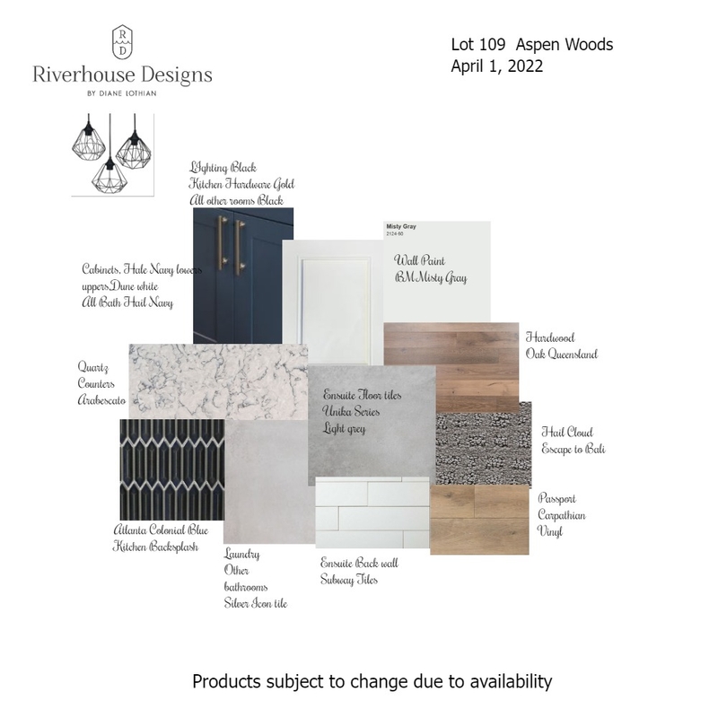 Aspen Woods Lot 109 Mood Board by Riverhouse Designs on Style Sourcebook