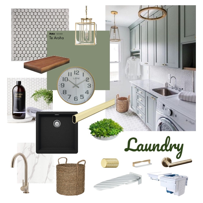 Modern Sage Green Laundry with brass details Mood Board by Häfele Home on Style Sourcebook