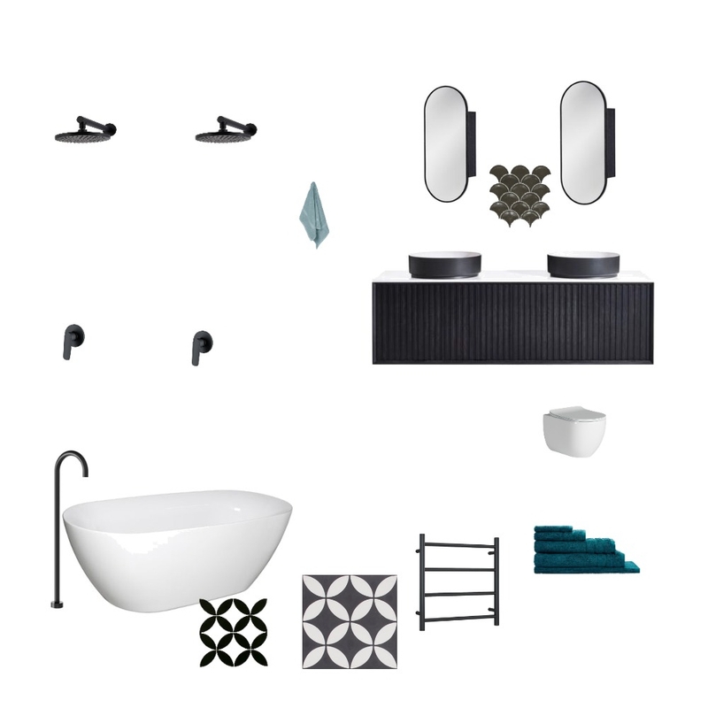 Dark Bathroom Draft Mood Board by Siscon Projects on Style Sourcebook