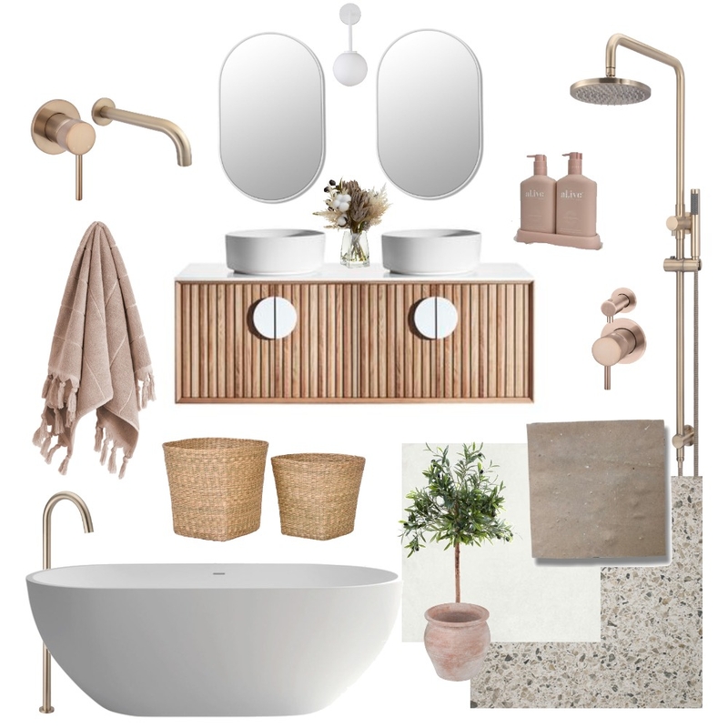 Warm Neutral Bathroom Mood Board by Maven Interior Design on Style Sourcebook