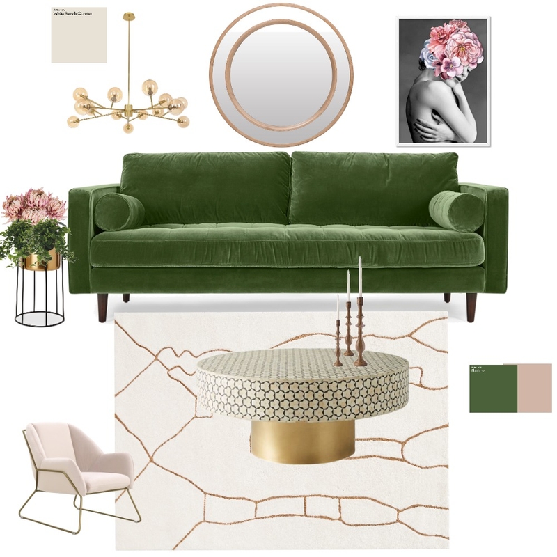 Complementary green and pink Mood Board by Decorous Design on Style Sourcebook