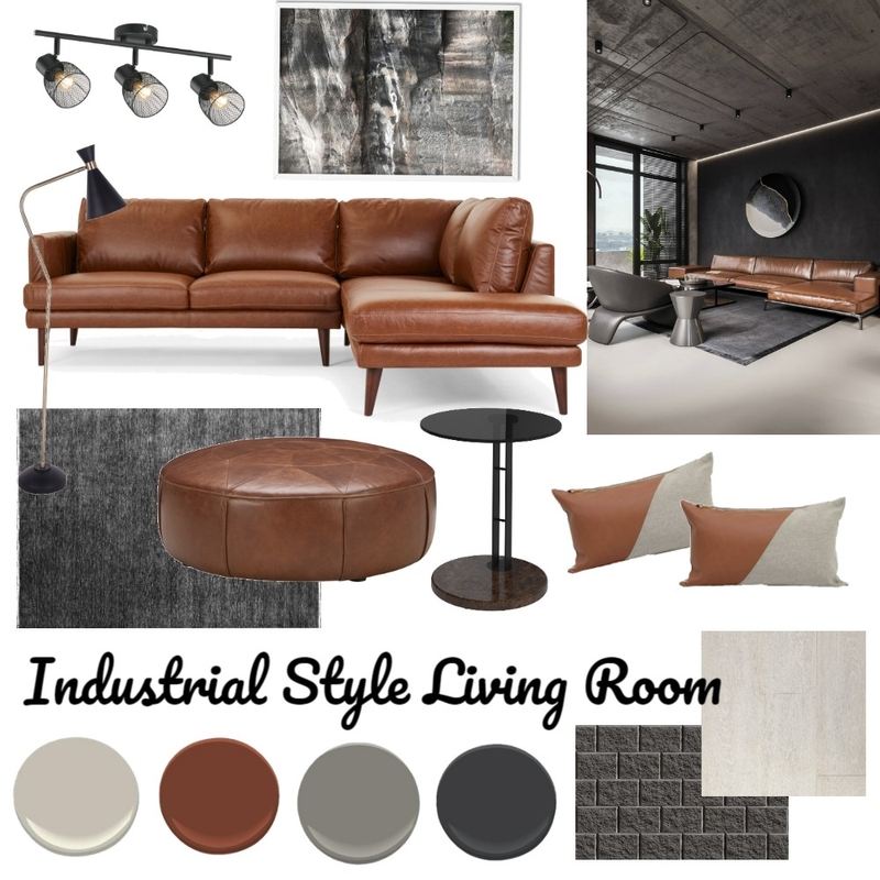 Industrial Living Room Mood Board by mavischiu on Style Sourcebook