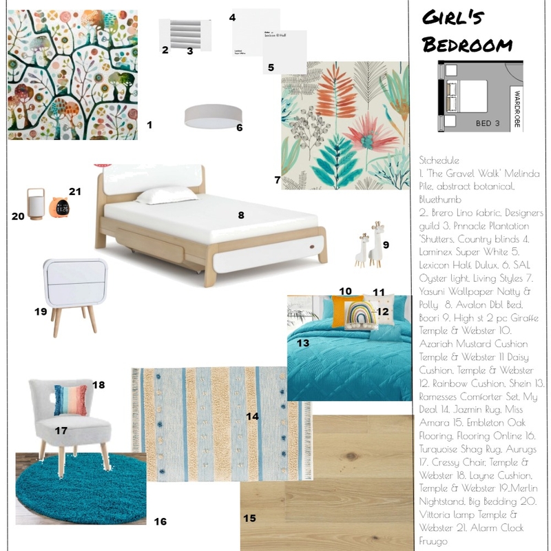 Turquoise rainbow girls bedroom Mood Board by Ruth Fisher on Style Sourcebook