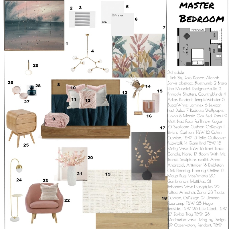 teal and pink master bedroom Mood Board by Ruth Fisher on Style Sourcebook