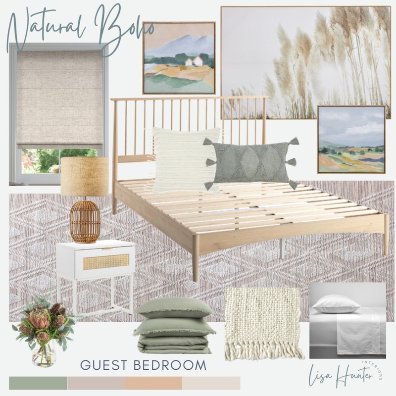 Natural and Green Boho Bedroom Mood Board by Lisa Hunter Interiors on Style Sourcebook