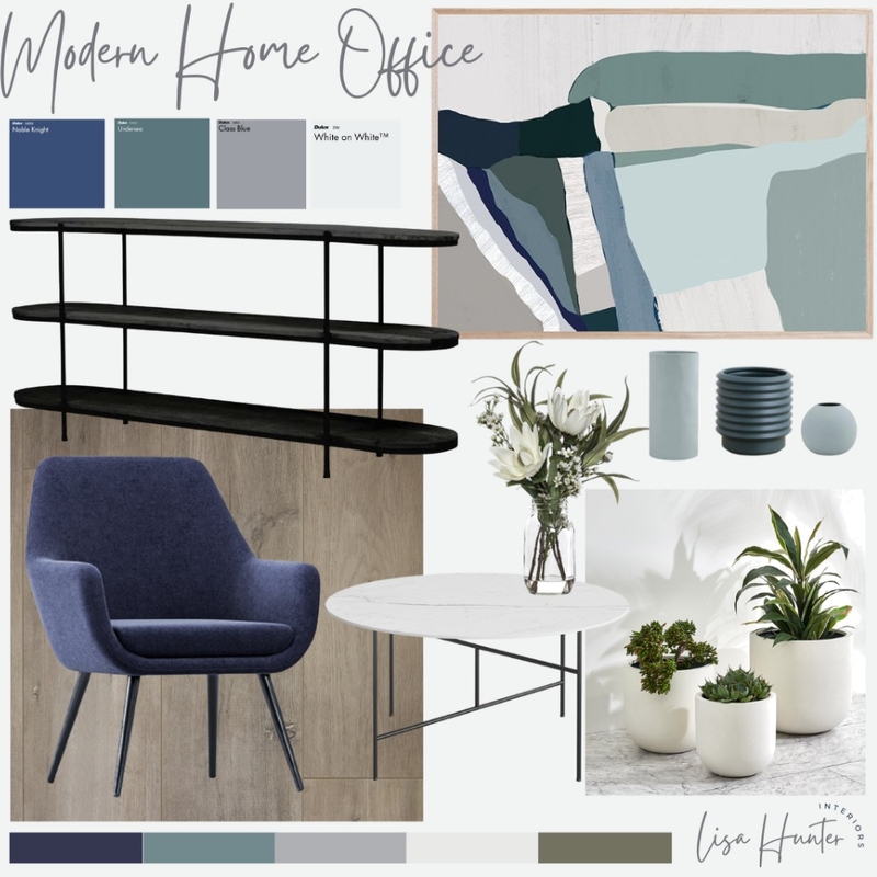 Modern Home Office - Blue and Black Mood Board by Lisa Hunter Interiors on Style Sourcebook