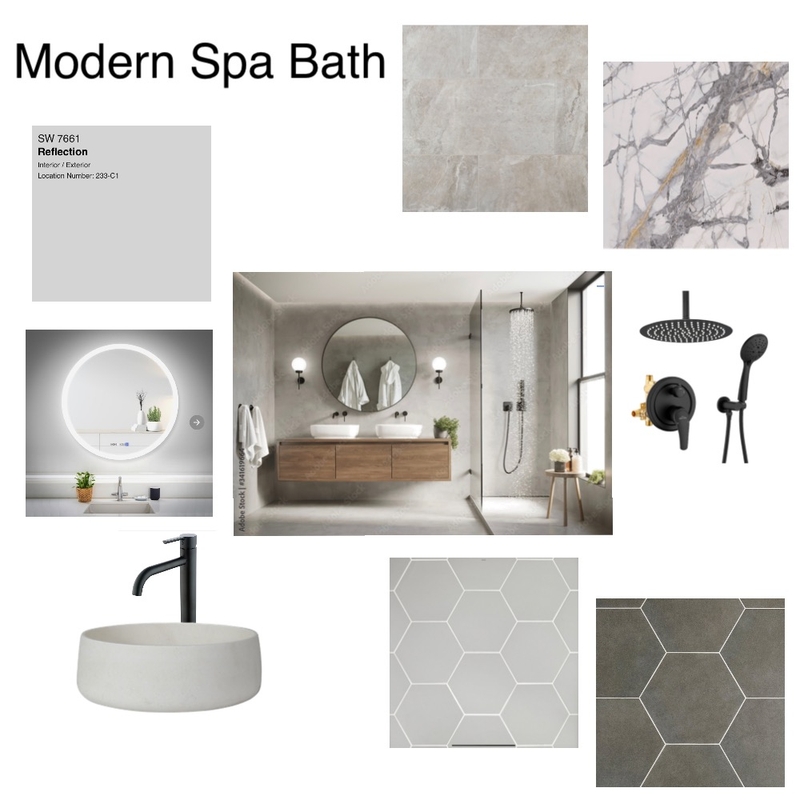Modern Spa Bath Mood Board by Mary Helen Uplifting Designs on Style Sourcebook