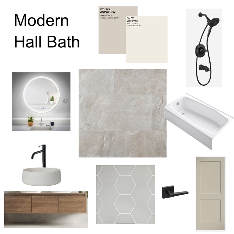 Modern Hall Bath Mood Board by Mary Helen Uplifting Designs on Style Sourcebook