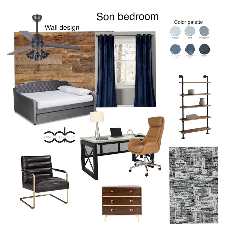 Male Corporate Bedroom Mood Board by Cashe Design Company, LLC on Style Sourcebook