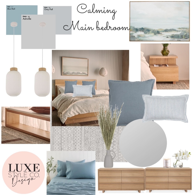 Calming Main Bedroom Mood Board by Luxe Style Co. on Style Sourcebook