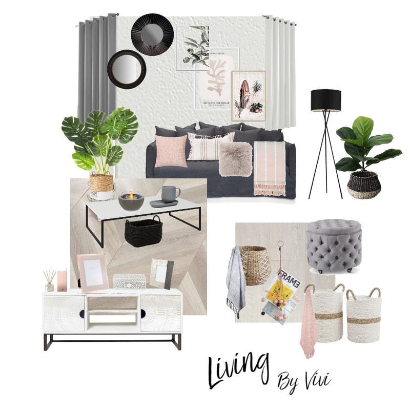 Living room in grey and pink Mood Board by Viviana Chimenti on Style Sourcebook
