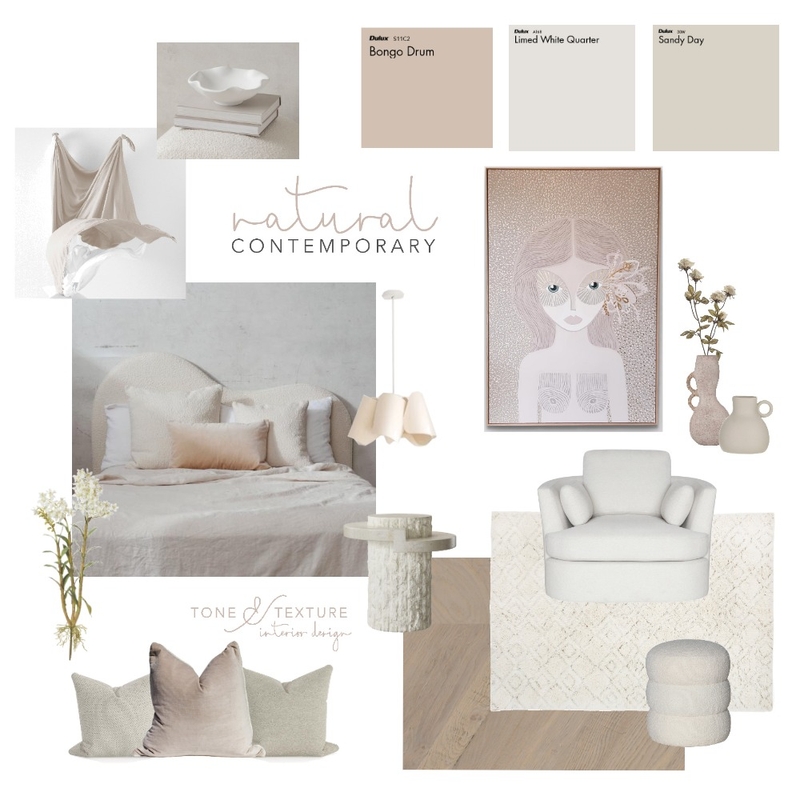 Natural Contemporary Bedroom Mood Board by Tone & Texture Interior Design on Style Sourcebook
