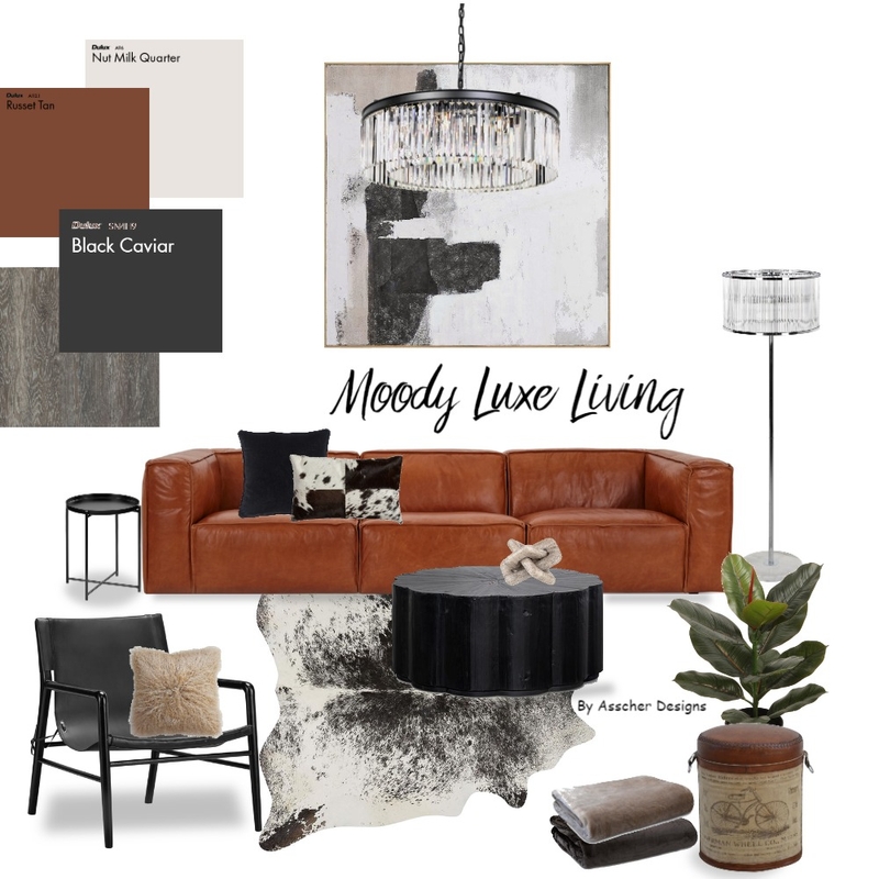 Moody Luxe Living room Mood Board by Asscher Designs on Style Sourcebook