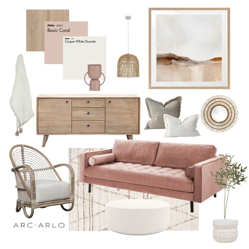 Natural Contemporary Living Mood Board by Arc and Arlo on Style Sourcebook