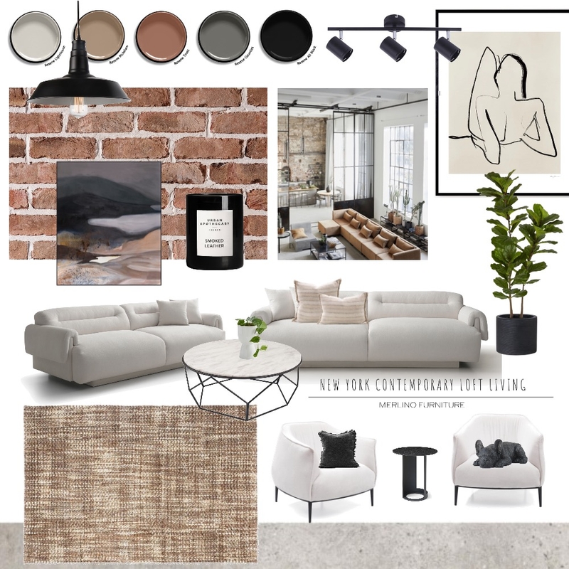 Merlino retail LIVING ROOM May 22 Mood Board by Oleander & Finch Interiors on Style Sourcebook