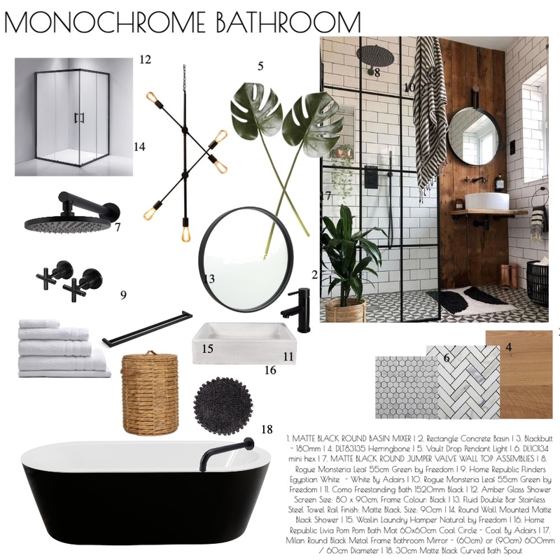 Monochrome Bath Mood Board by Ri on Style Sourcebook