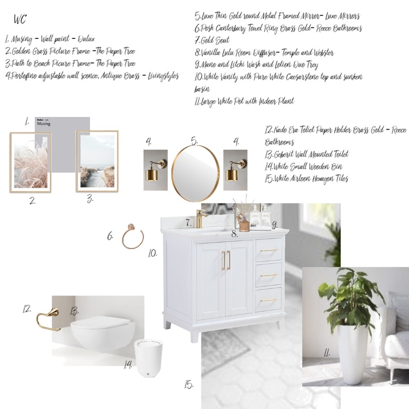 SAMPLE BOARD - WC Mood Board by Pamela Goncalves on Style Sourcebook