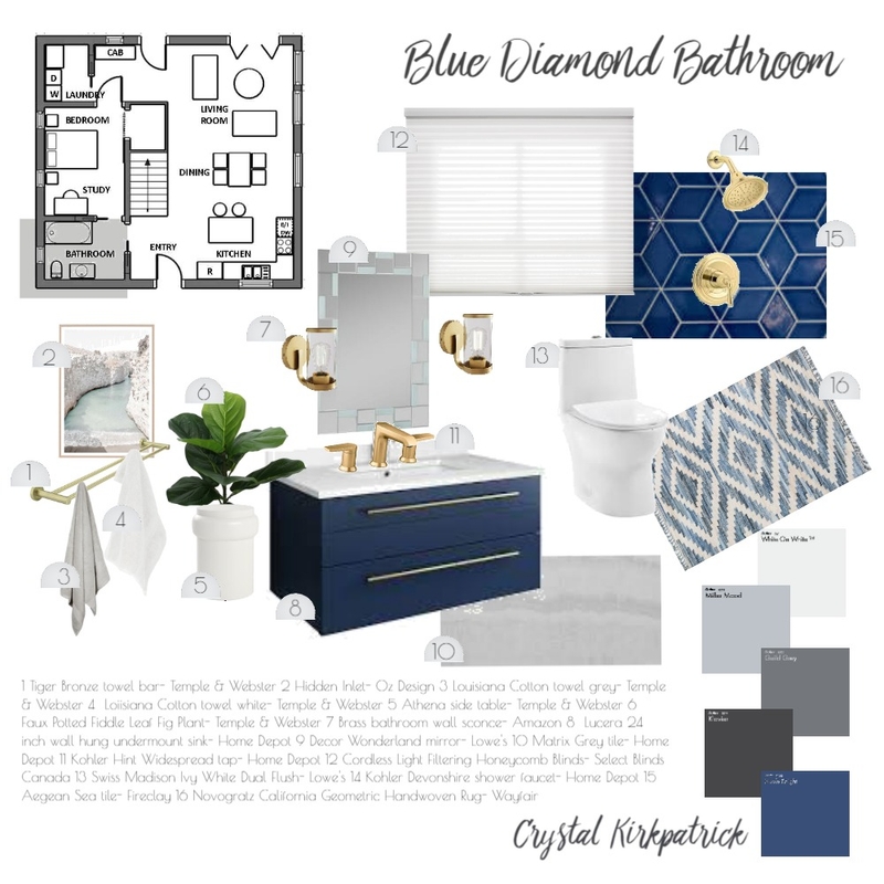 Blue Diamond Bathroom Mood Board by crystal.kirkpatrick on Style Sourcebook