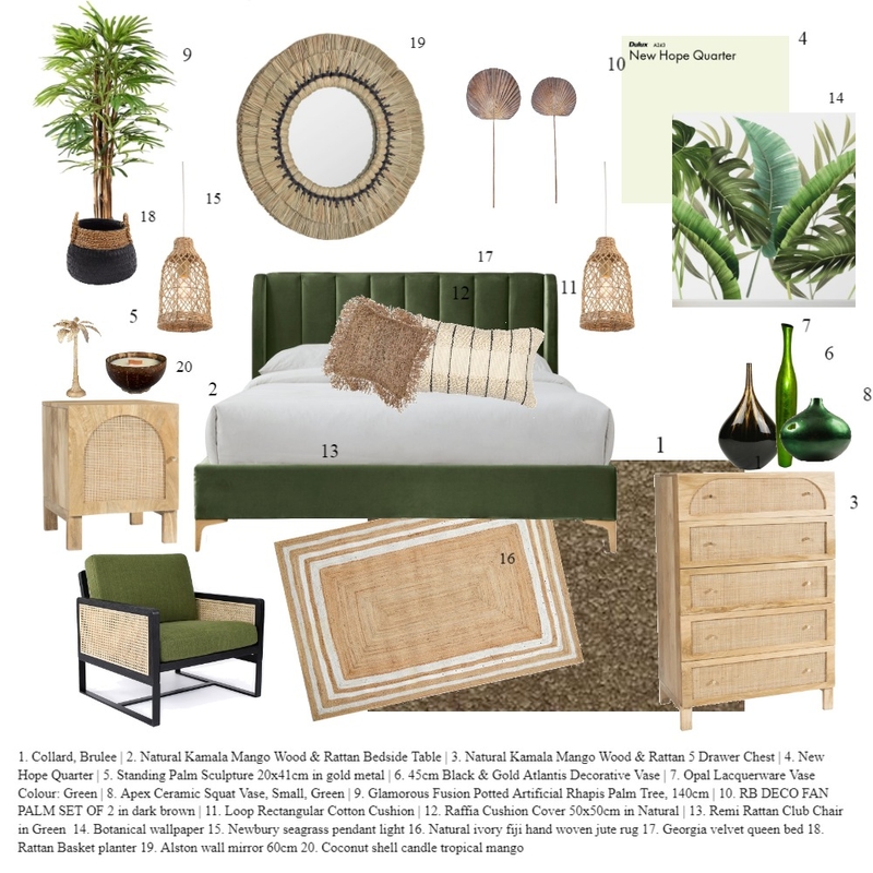 tropical master bedroom Mood Board by Tunde H on Style Sourcebook