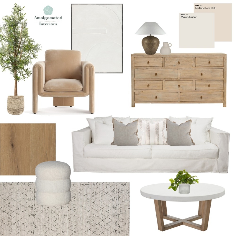 Natural Contemporary Living Mood Board by Amalgamated Interiors on Style Sourcebook