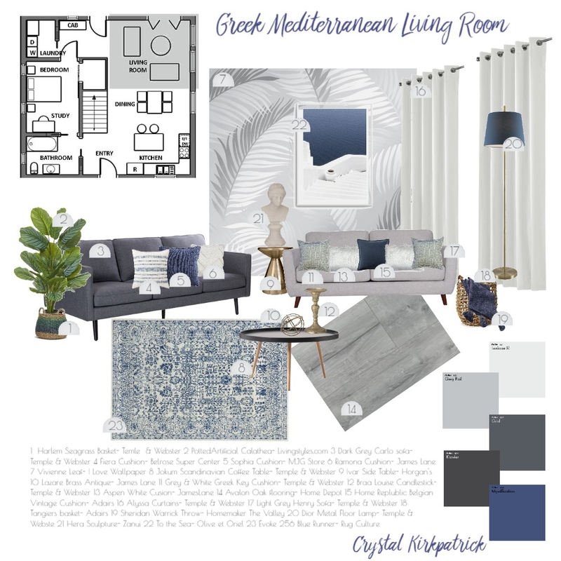 Greek Mediterranean living room Mood Board by crystal.kirkpatrick on Style Sourcebook