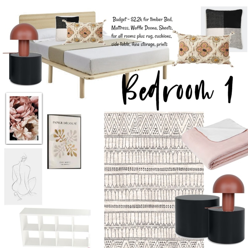 Bedroom 1 - Black & White w Pink Mood Board by jack_garbutt on Style Sourcebook