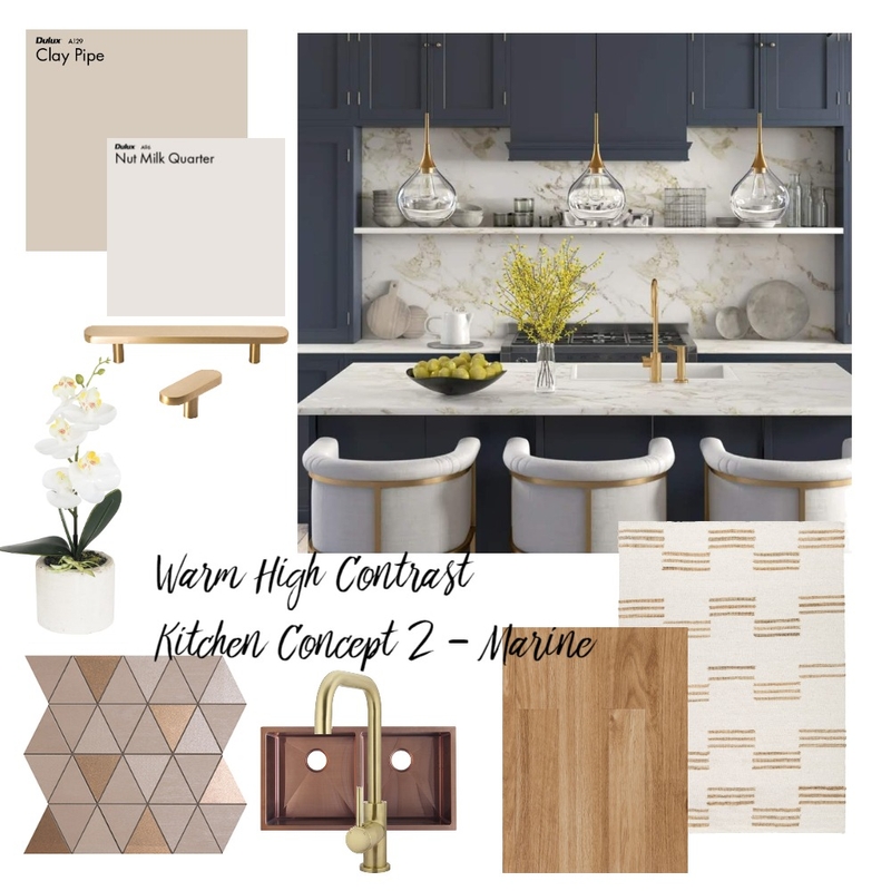 Warm High Contrast Kitchen Concept 2 - Marine Mood Board by Jule Design & Interiors on Style Sourcebook