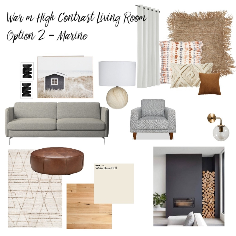 Warm High Contrast Living Room - Marine Mood Board by Jule Design & Interiors on Style Sourcebook