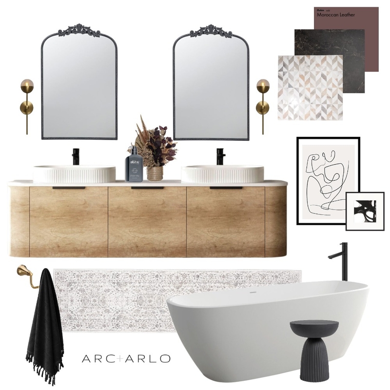 Dark Luxe Bathroom Mood Board by Arc and Arlo on Style Sourcebook