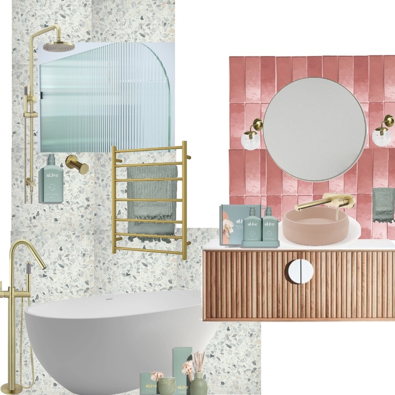Pink, Gold and Sage Luxury Bathroom Styling Mood Board by bethannie96 on Style Sourcebook