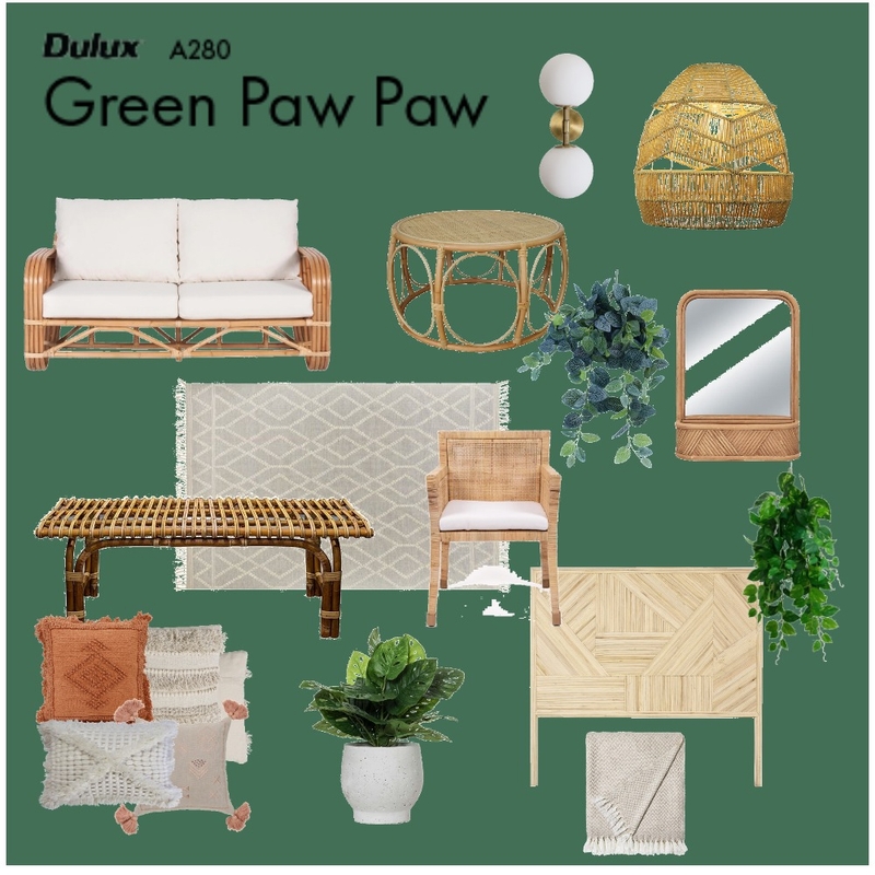 Green and rattan Mood Board by Renee on Style Sourcebook