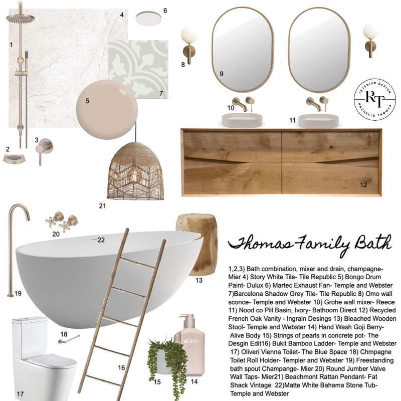 Family Bath Mood Board by RT Interior Design on Style Sourcebook